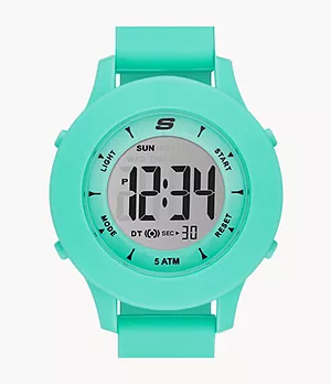 Skechers Rosencrans 37mm Digital Chronograph Watch With Silicone Strap And Plastic Case, Mint