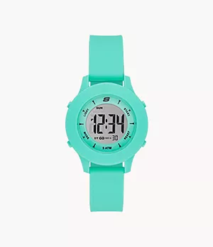 Skechers Rosencrans 37mm Digital Chronograph Watch With Silicone Strap And Plastic Case, Mint