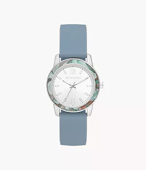 Skechers Brookhurst Women's 35MM Blue Silicone and Silver Tone Metal Quartz analogue 3-Hand Watch with Acetate Accent