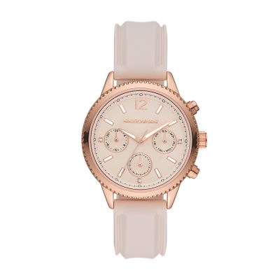 Skechers Women's Matteson Women’S 40 Mm Quartz Multifunction Watch With Rose Gold-Tone Metal Case And Blush Silicone Strap - Blush