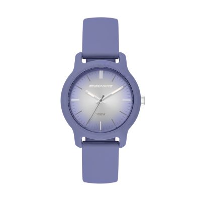 Skechers Women's Ostrom Women's 38Mm Quartz Analogue Watch With Dual Tone Case And Silicone Strap, Purple, Silver & Grey - Purple
