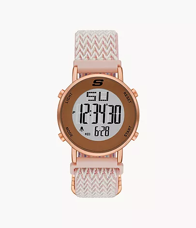 Skechers Magnolia Women\'s 40MM Digital Chronograph Watch with Elastic Strap  and Metal Case, Blush & Rose Gold - SR6268 - Watch Station