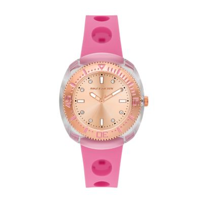 Pink for Skechers Palmera Three-Hand Pink Silicone Watch