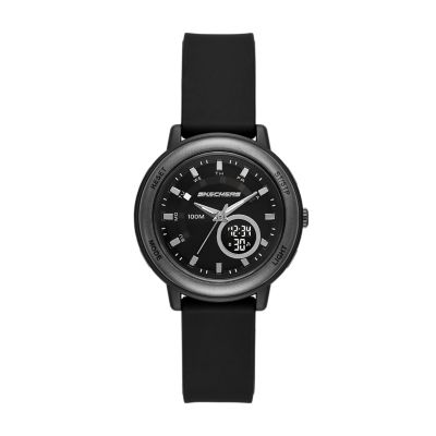 Black for Skechers Salerno Analog-Digital White Silicone Watch