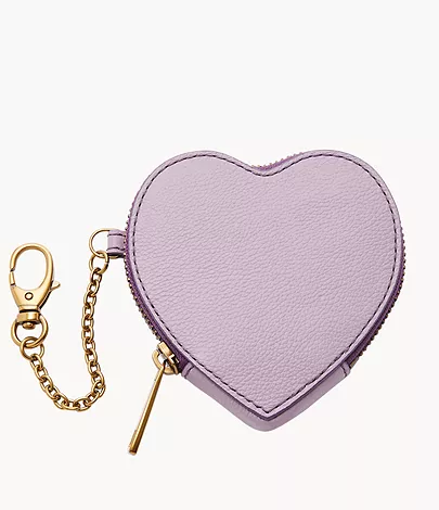 A purple heart-shaped coin purse