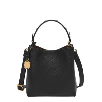 Black for Jessie Leather Small Bucket Crossbody Bag