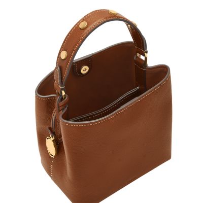 Jessie Leather Small Bucket Crossbody Bag