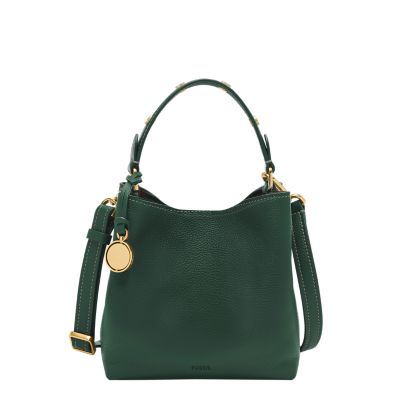 Green for Jessie Leather Small Bucket Crossbody Bag