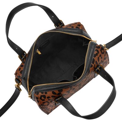 Fossil leather and leopard print bag online