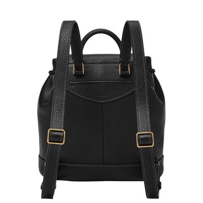 Black leather flap backpack best sale