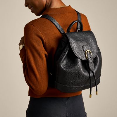 Flap leather backpack best sale