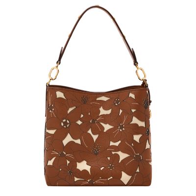 New Fossil Women L Metallic Bronze Gold Leather Studded Pierced Floral Brass Amazon.com: Fossil Women main image 2