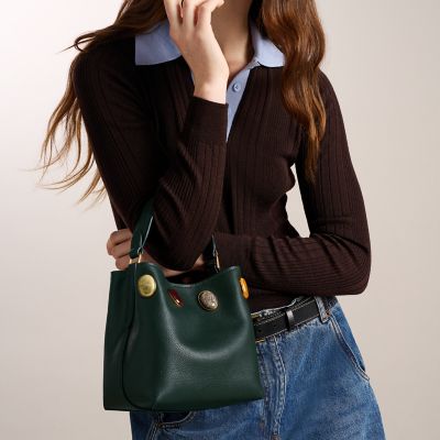 Jessie Leather Small Bucket Crossbody Bag