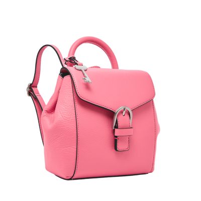 Faux Leather Convertible Mini Backpack - Pink