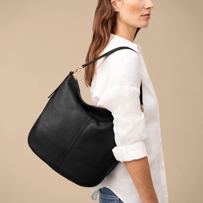 FOSSIL FOREVER Black Leather Shoulder Bag Purse