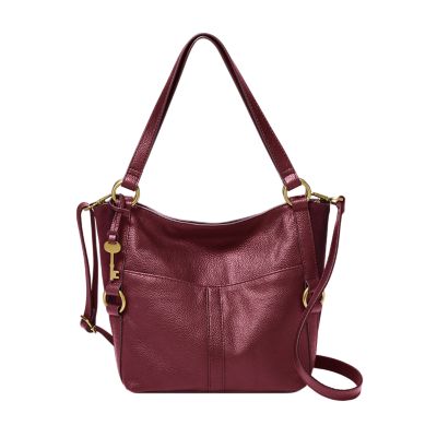 Fossil red leather shoulder bag sale