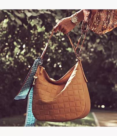 Fossil Women's Jolie Leather Hobo Purse Handbag 