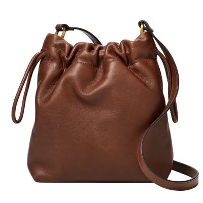 Fossil Haven Small Leather Bucket Bag in Brown