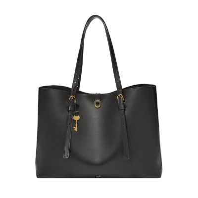 Black and Cognac Tote Bag - Vegan Leather Handbag - Oversized Bag