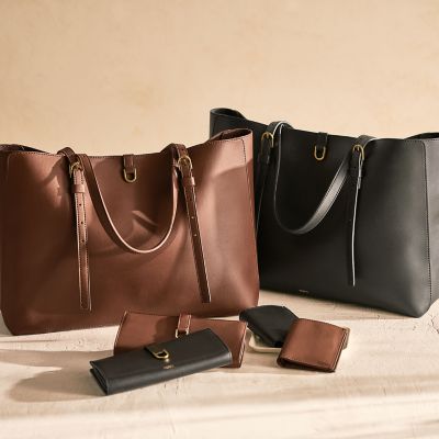 Fossil leather tote bags sale