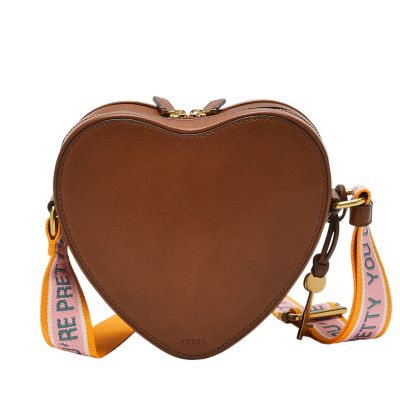 Sharif Leather Rainbow Studded Heart Crossbody Bag