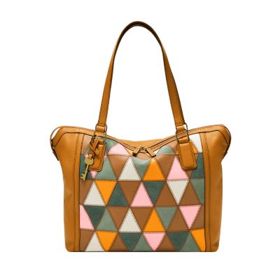 Argyle Embossed Tote Bag Double Handle With Bag Charm