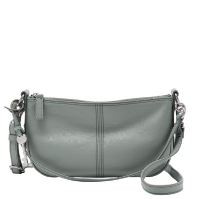 Grey Leather Baguette Bag for Woman Grey Leather Crossbody 