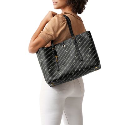 Fossil leather sale tote bag