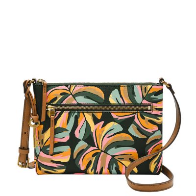 Fossil Green & Black Floral Fiona Satchel