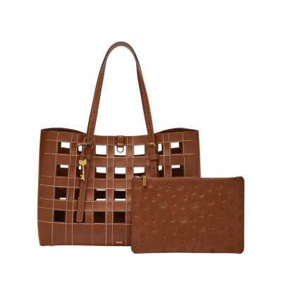 Burberry Logo-embossed Leather Tote Bag in Brown for Men