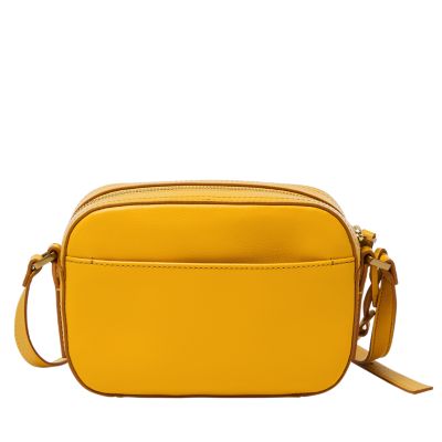 Yellow Leather Crossbody Camera Bag