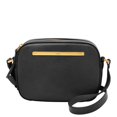 Black Leather Camera Cross-Body Bag