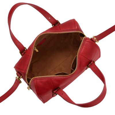 Fossil red leather popular satchel