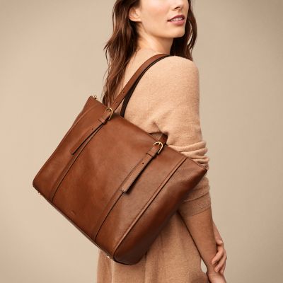 Fossil store tote leather