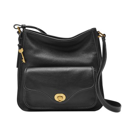 Fossil Heritage Top Handle Leather Crossbody Saddle Bag - Black