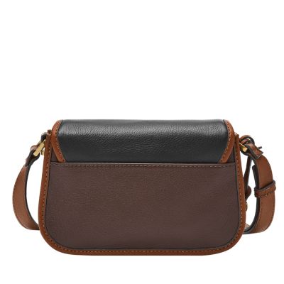 Fossil Heritage Top Handle Leather Crossbody Saddle Bag - Black