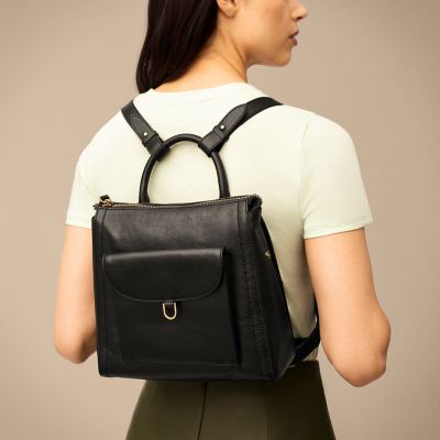 Fossil Parker Leather Mini Backpack - Black