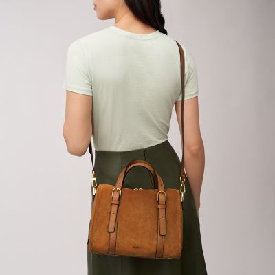 Fossil sales leather satchel