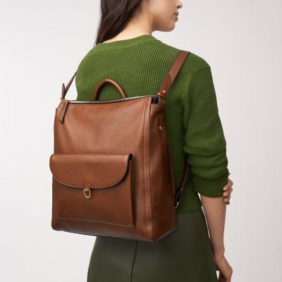 Brown leather purse clearance backpack