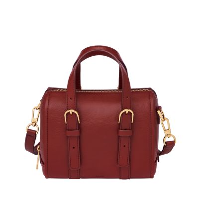 Rouge for Mini sac double porté Carlie en cuir