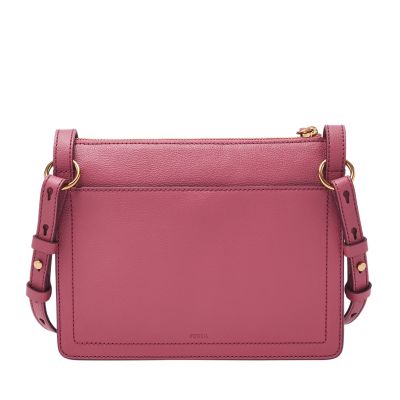 Pink leather store crossbody bag