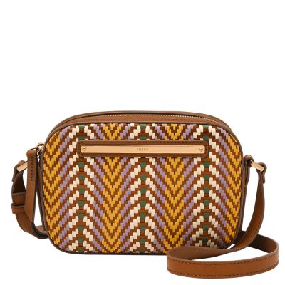 Italian Leather Woven Camera Crossbody