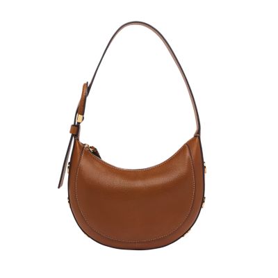 Sac en cuir marron.