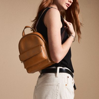 Brown leather outlet mini backpack