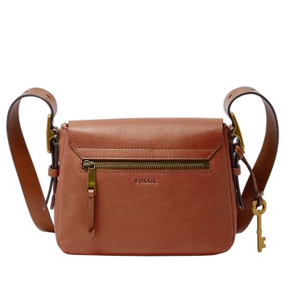 Fossil Harper Small Flap Crossbody Shoulder Bag in Saddle Brown