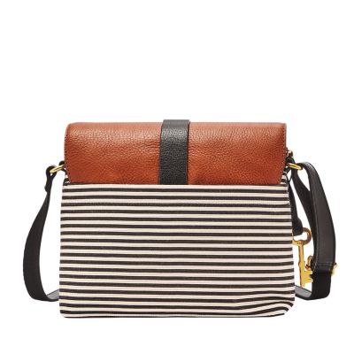 fossil kinley small crossbody black stripe