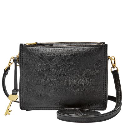 fossil black leather crossbody