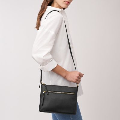 Fossil Women's Fiona Small Leather Crossbody Bag - Black