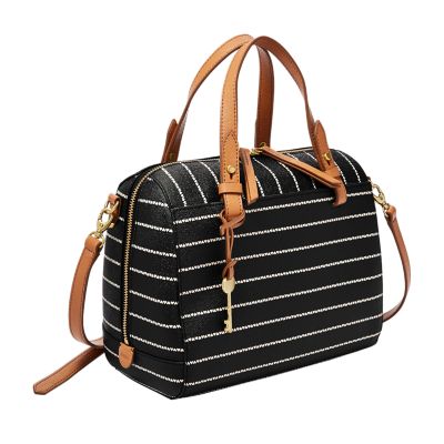 fossil rachel tote black stripe