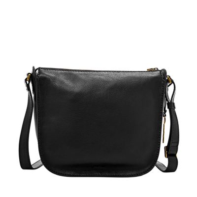 fossil black leather crossbody bag